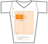 t-shirt v-neck slim fit, nadruk bezpośredni – umiejscowienie nadruku